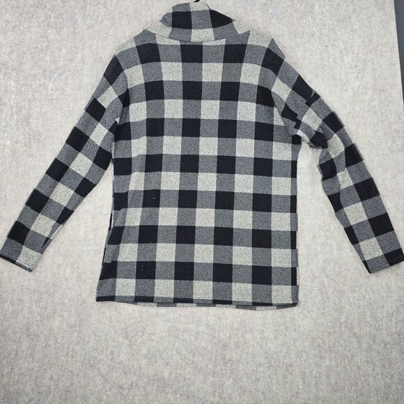 Womens 7th Ray Black & White Plaid Button-Detail Sweater Medium - Picture 2 of 6